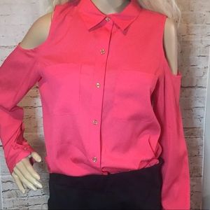 Calvin Klein Coral a cold Shoulder top Medium M